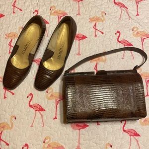 Vintage Marquise Alligator Lizard Purse & Shoes Set Pinup Retro Pinupgirl MCM